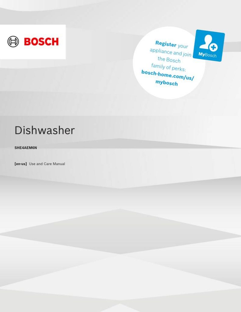 BOSCH SHE4AEM6BK 100 Series Plus Recessed Handle Dishwasher