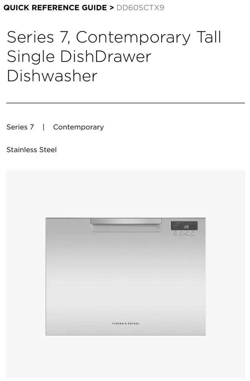 FISHER AND PAYKEL DD60SCTX9 7 Contemporary Tall Dishwasher