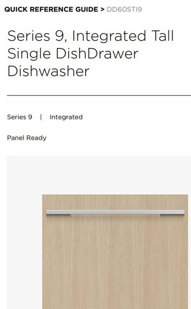 FISHER and PAYKEL DD60STI9 Tail Dishwasher